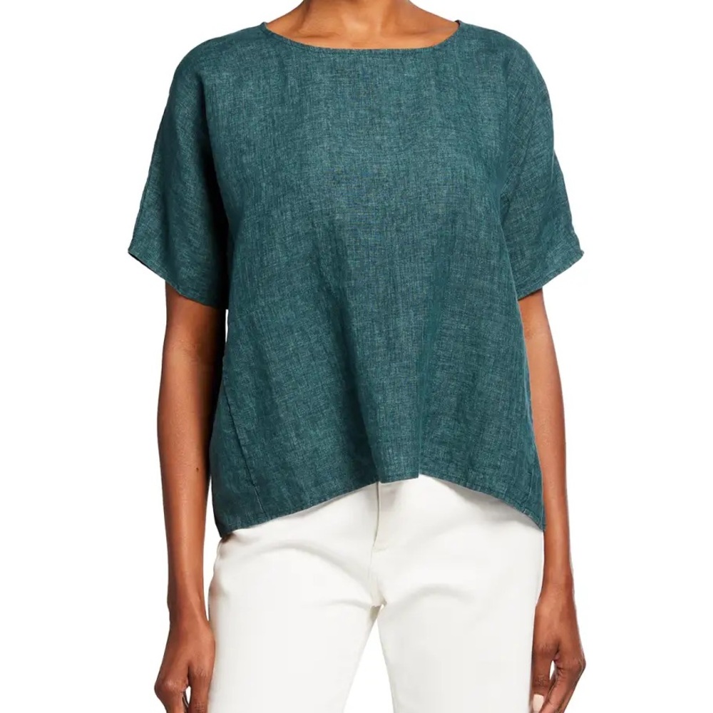 Eileen Fisher Washed Organic Linen Delave Blouse